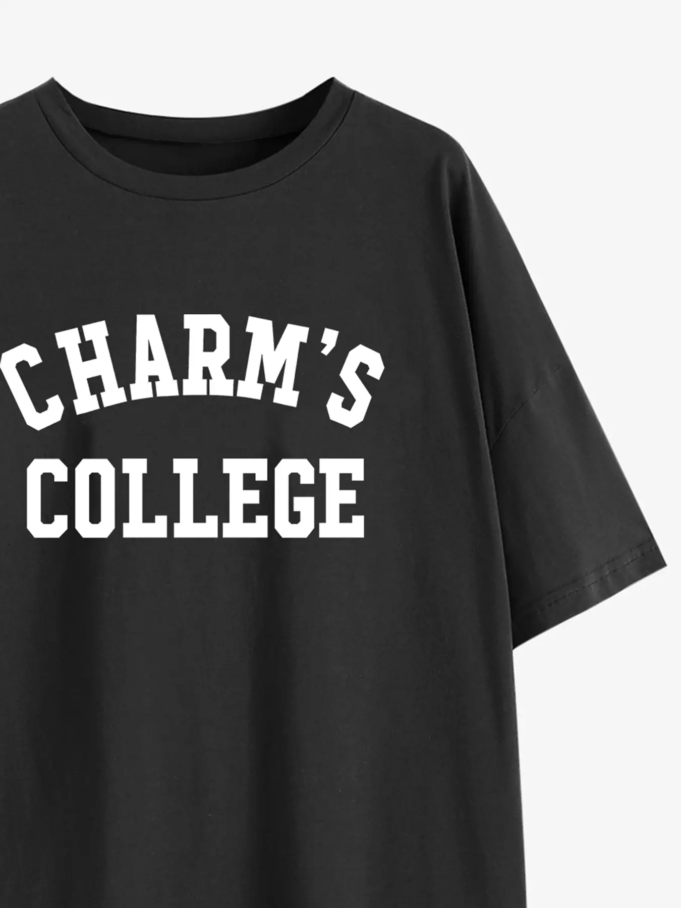 Elengatine Letter Graphic Printing Drop Shoulder Tee Oversized