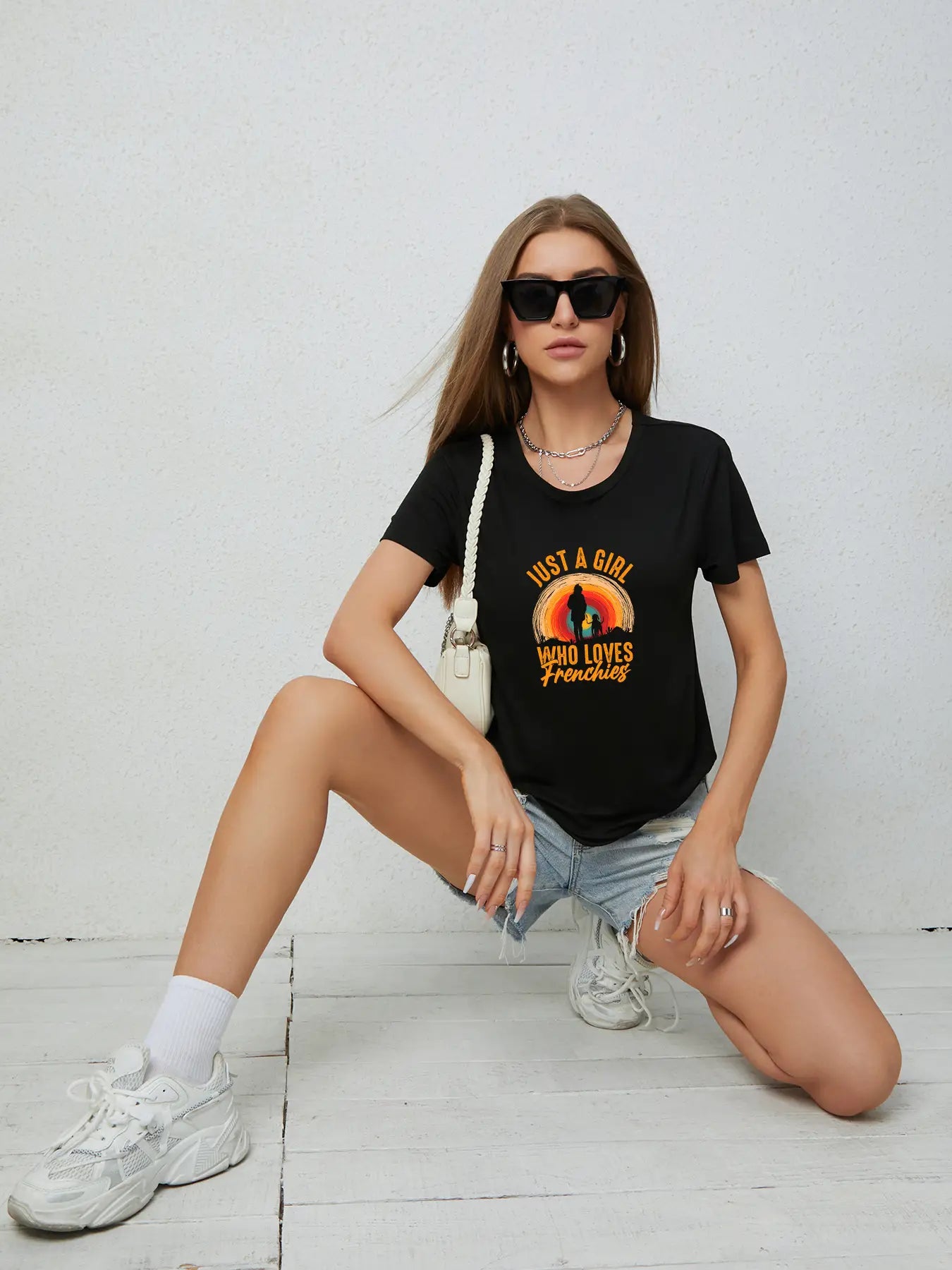 Elengatine Fashion Letters Graphic Printing Drop Shoulder Tee