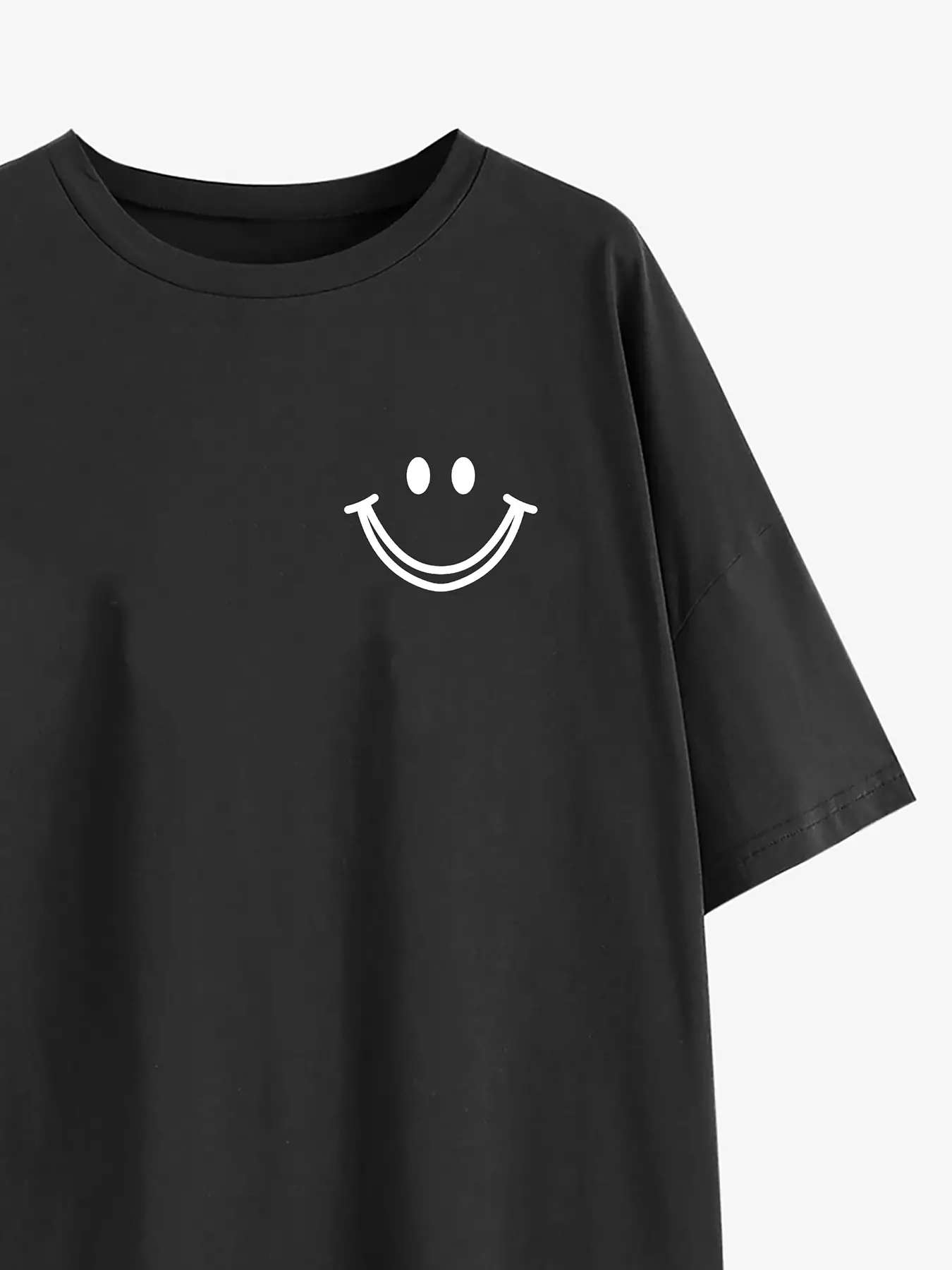 Elengatine Smile Face Printing Oversized Drop shoulder Tee