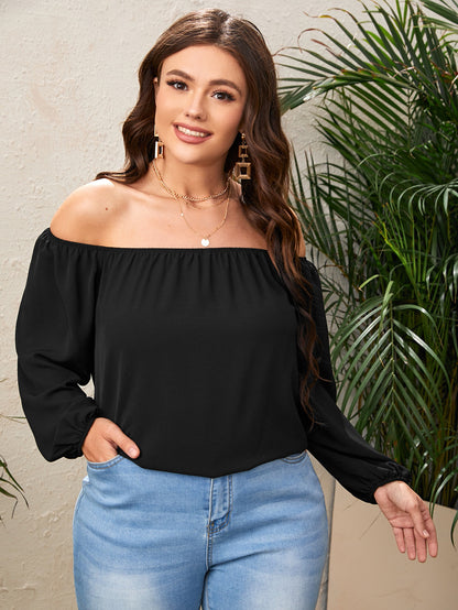 Elengatine Plus Solid Off Shoulder Top