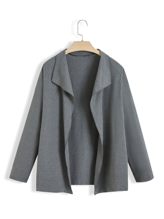 Elengatine Plus Lapel Neck Drop Shoulder Opened Front Coat