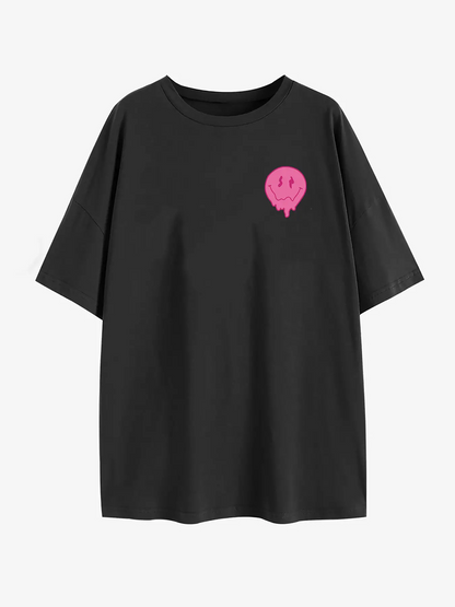 Elengatine wry Face Printing Drop Shoulder Tee