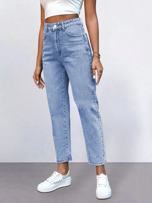 Elengatine High Waist Straight Leg Jeans