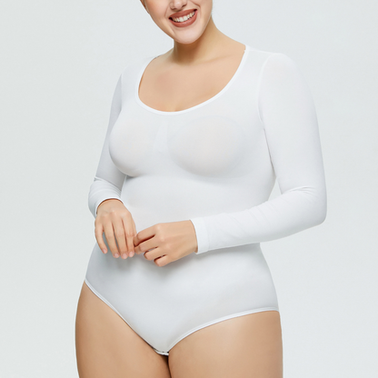 Elengatine Plain Long Sleeves Shapewear Bodysuit For Autumn&Winter