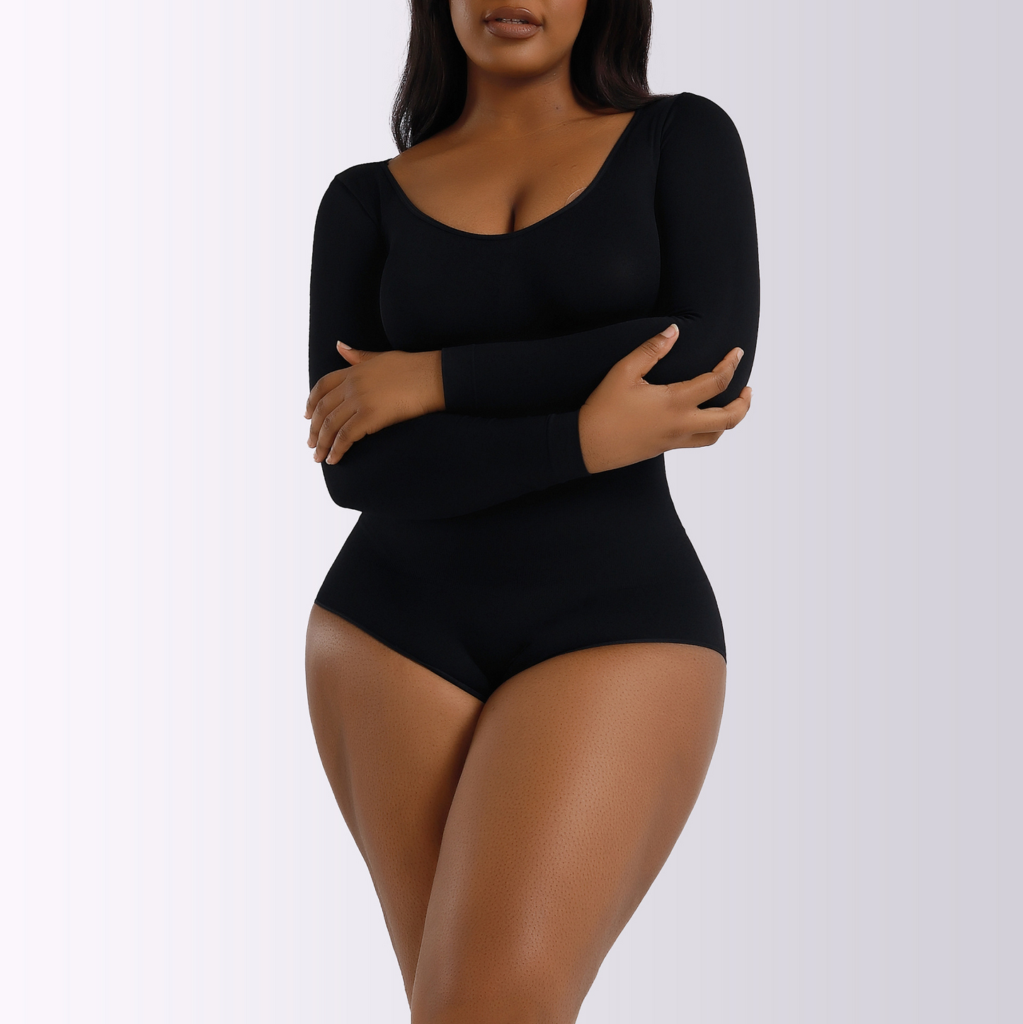 Elengatine Plain Long Sleeves Shapewear Bodysuit For Autumn&Winter