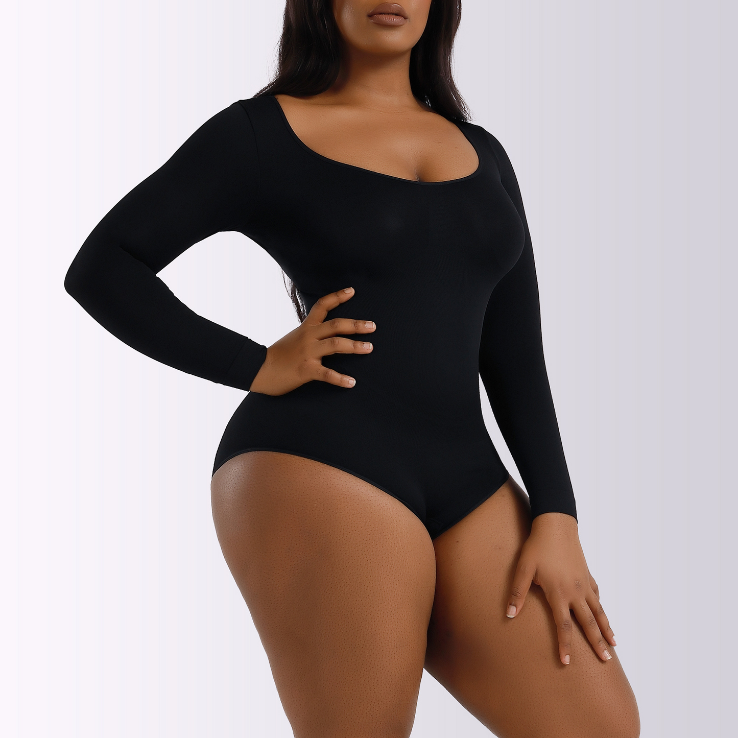 Elengatine Plain Long Sleeves Shapewear Bodysuit For Autumn&Winter