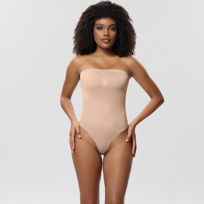 Elengatine Plain Detachable Shoulder Strap Bodysuit Shapewear