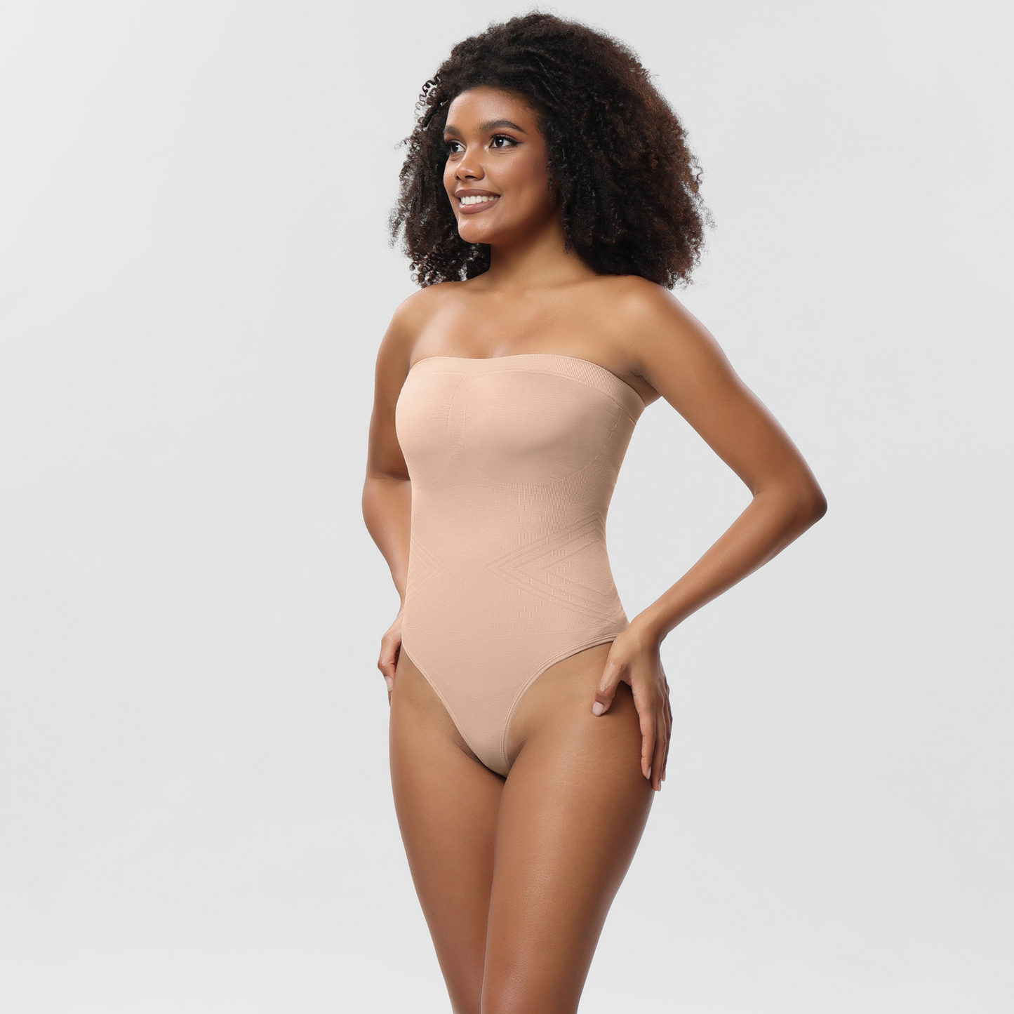 Elengatine Plain Detachable Shoulder Strap Bodysuit Shapewear