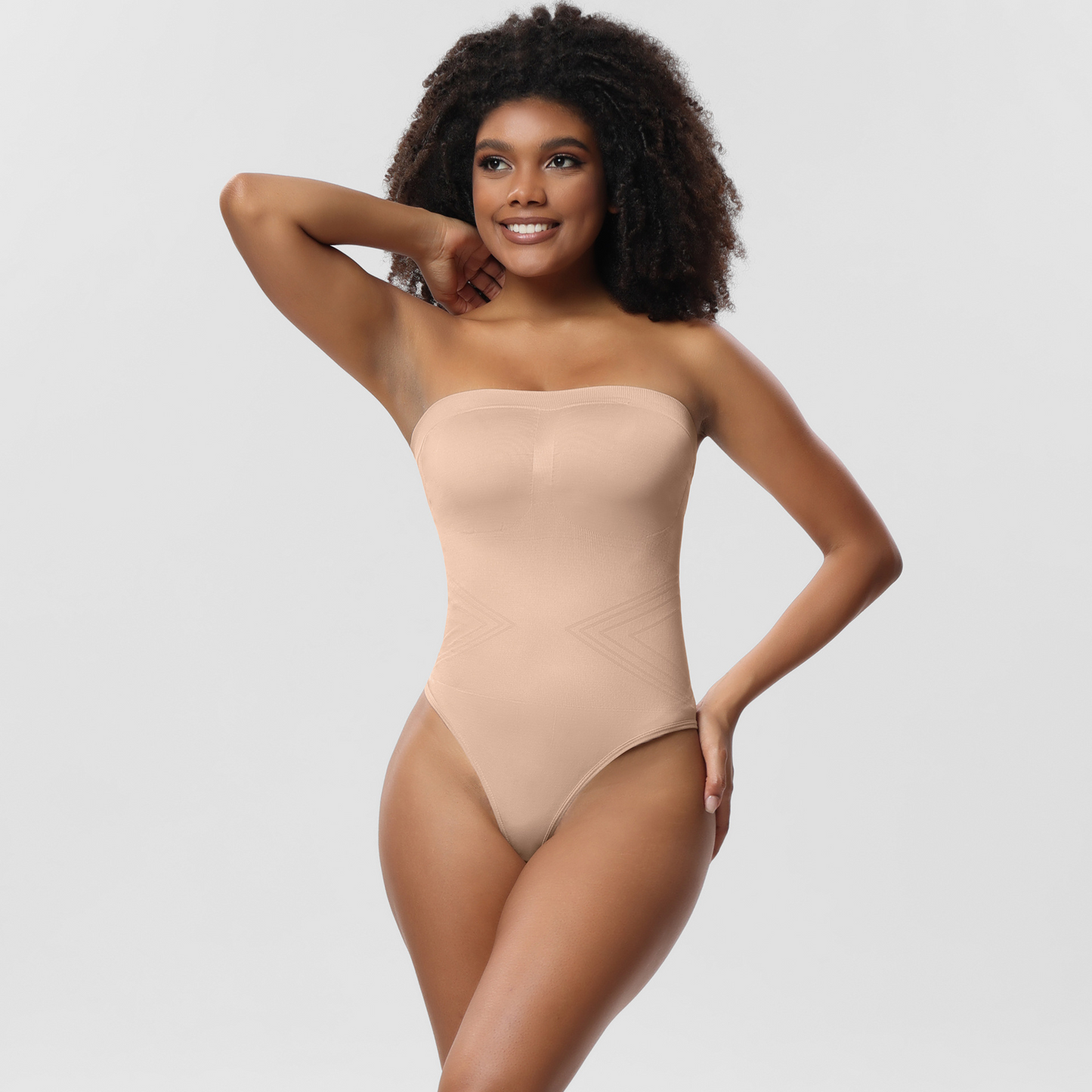 Elengatine Plain Detachable Shoulder Strap Bodysuit Shapewear