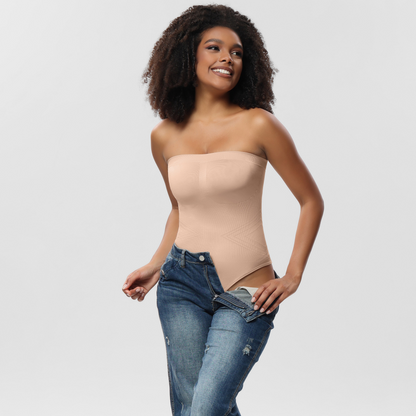 Elengatine Plain Detachable Shoulder Strap Bodysuit Shapewear