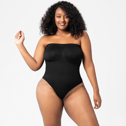 Elengatine Plain Detachable Shoulder Strap Bodysuit Shapewear