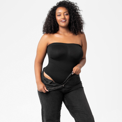 Elengatine Plain Detachable Shoulder Strap Bodysuit Shapewear