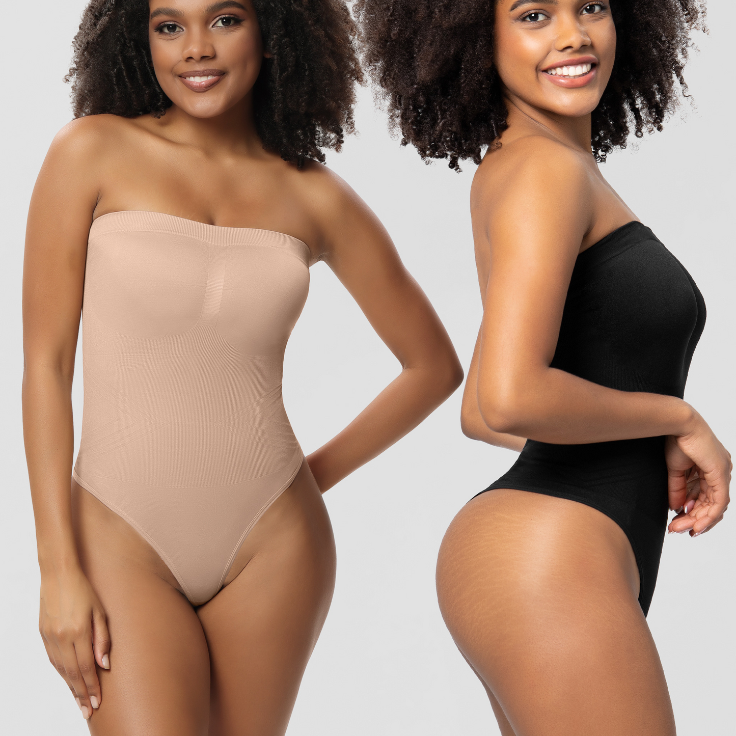 Elengatine Plain Detachable Shoulder Strap Bodysuit Shapewear