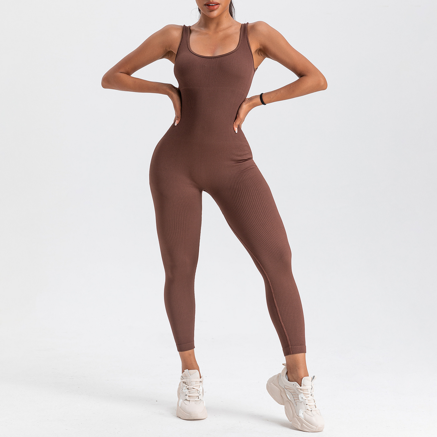 Elengatine Plain Fitness Sports Sexy Backless Jumpsuit Trousers