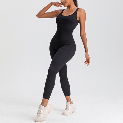 Elengatine Plain Fitness Sports Sexy Backless Jumpsuit Trousers