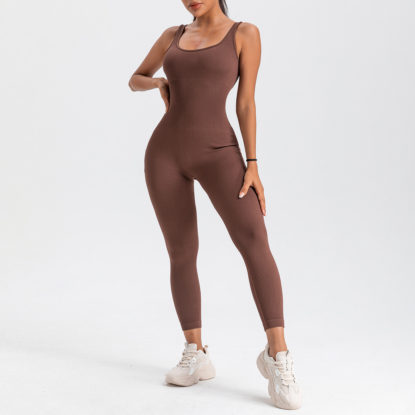 Elengatine Plain Fitness Sports Sexy Backless Jumpsuit Trousers