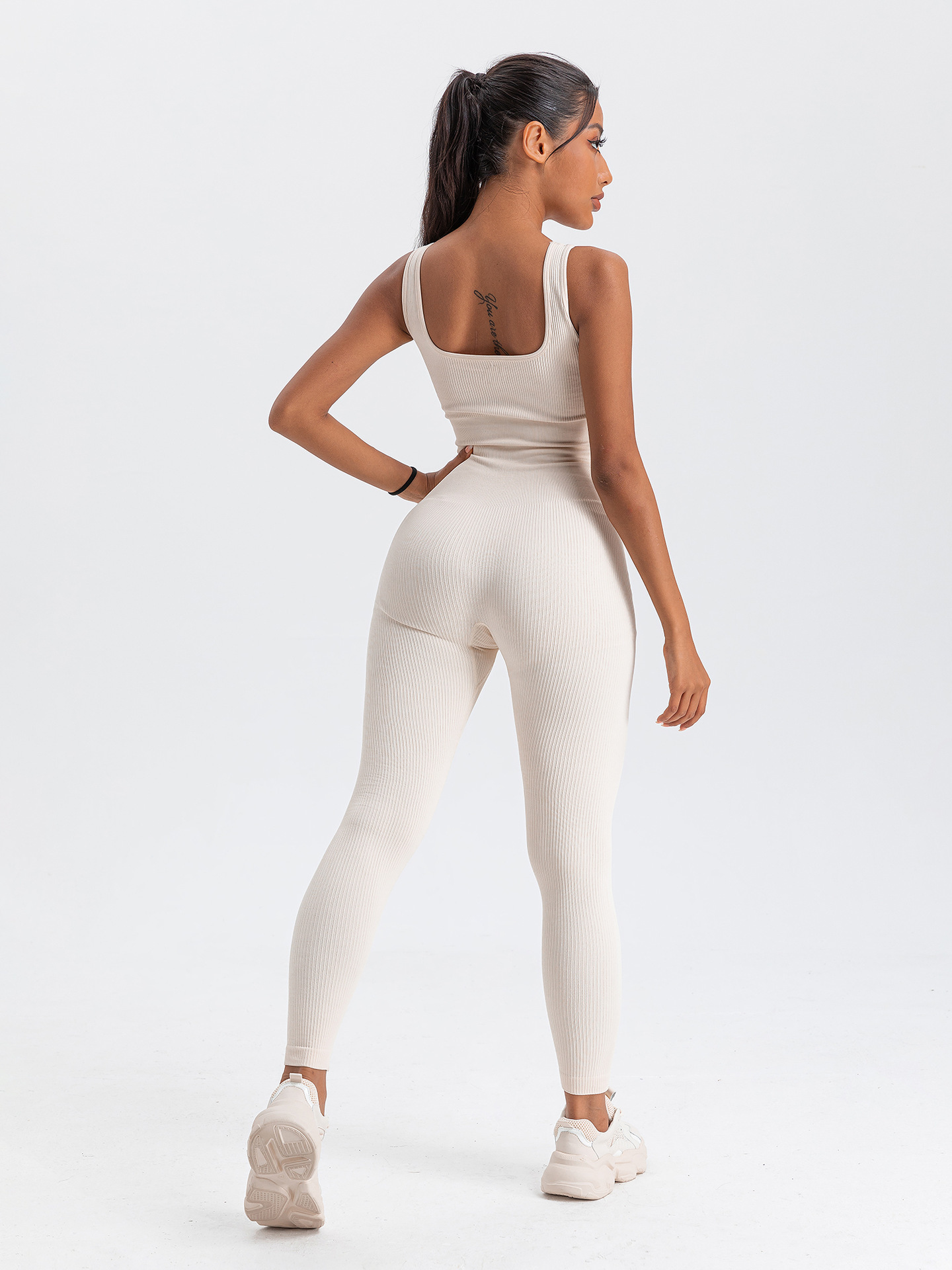 Elengatine Plain Fitness Sports Sexy Backless Jumpsuit Trousers