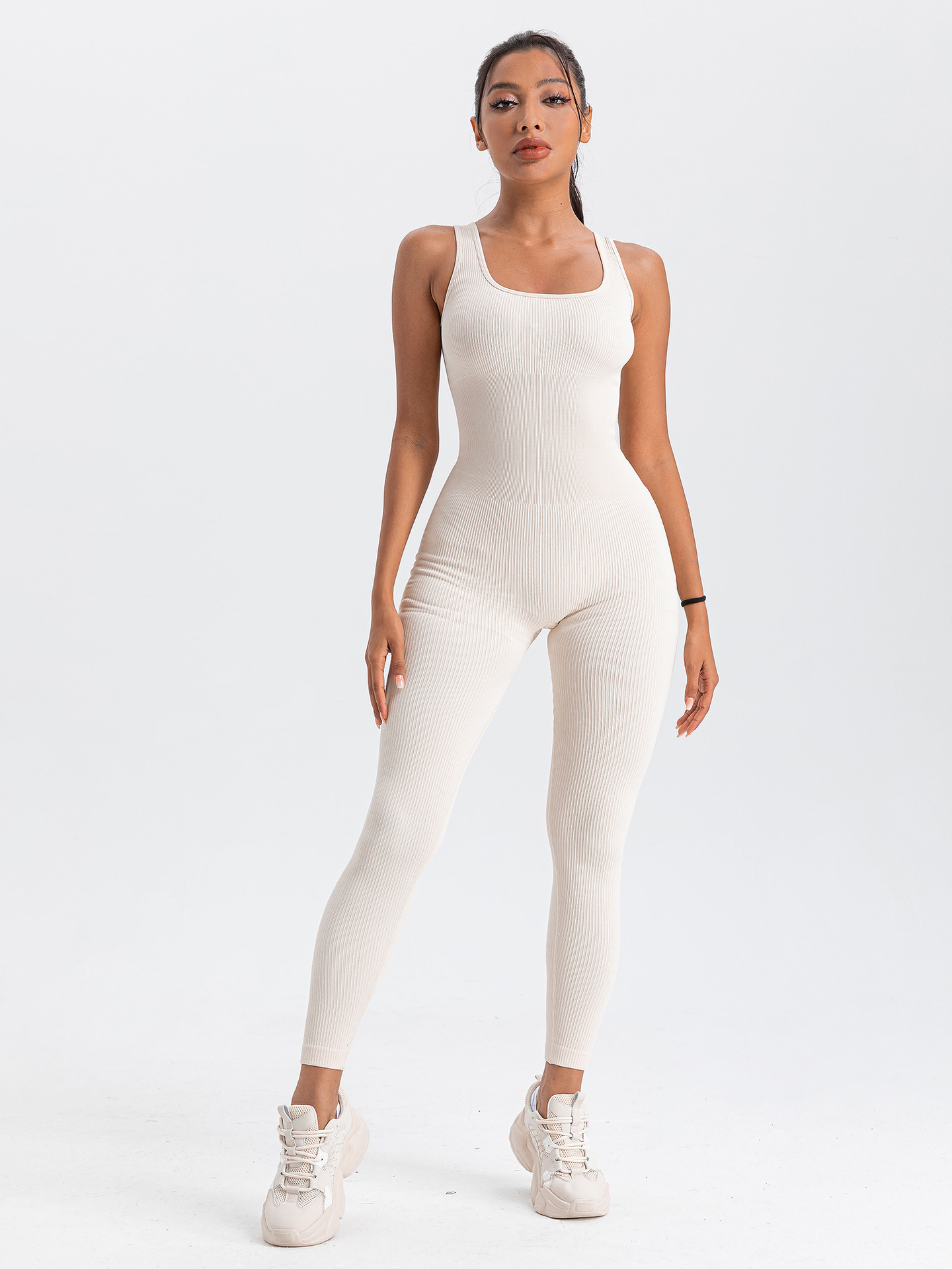 Elengatine Plain Fitness Sports Sexy Backless Jumpsuit Trousers