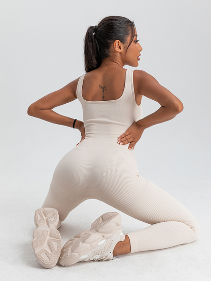 Elengatine Plain Fitness Sports Sexy Backless Jumpsuit Trousers