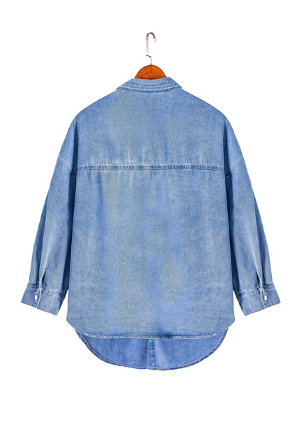 Elengatine Causal Blue Denim Jacket for Women BXD0043