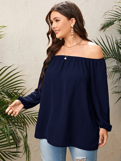 Elengatine Plus Solid Off Shoulder Top