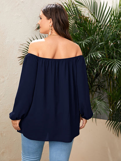 Elengatine Plus Solid Off Shoulder Top