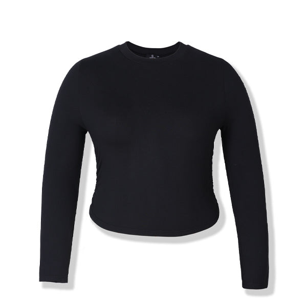 Elengatine Women Causal Long-Sleeved High Collar Tee Black