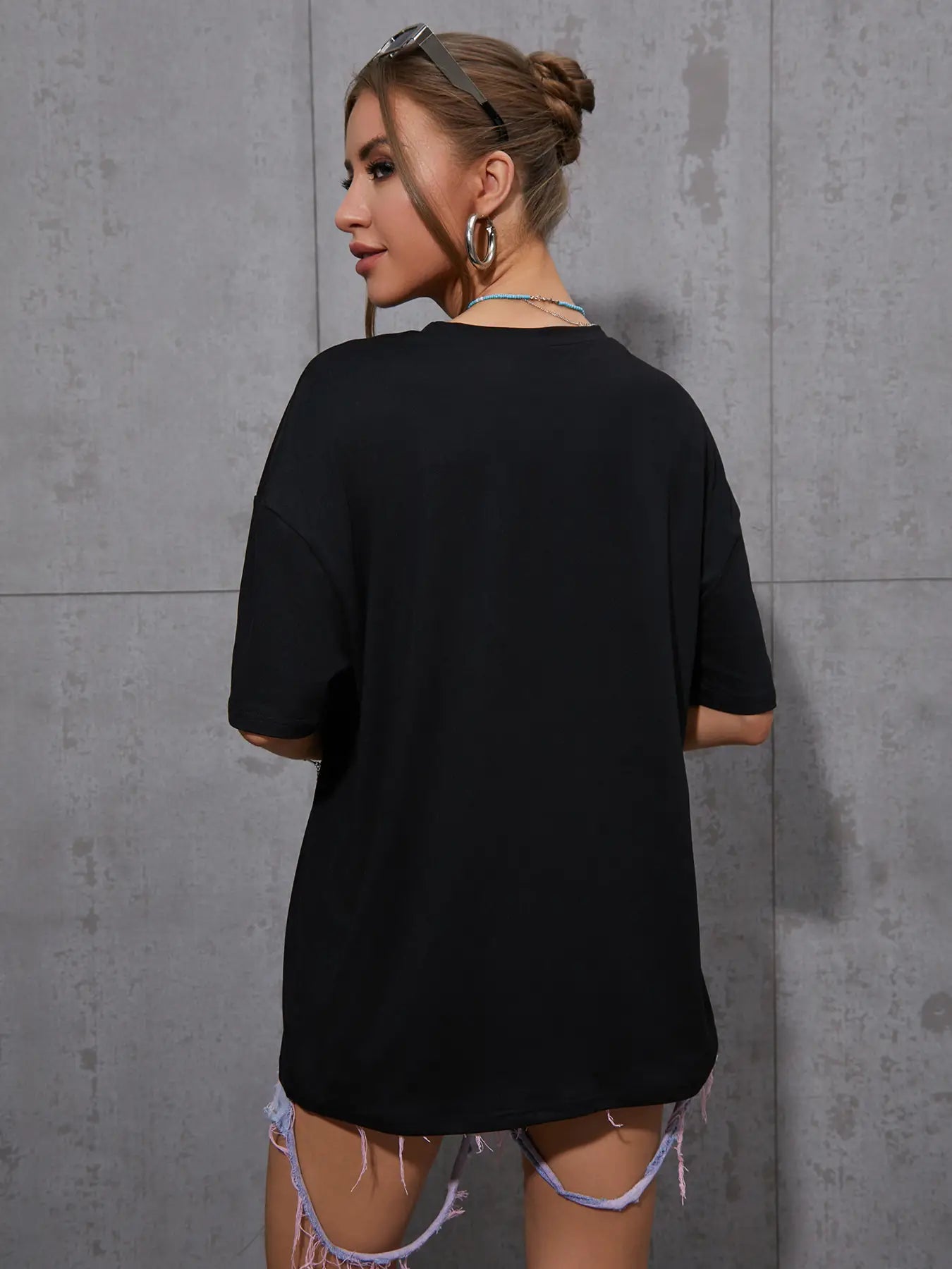 Elengatine Cheetah Graphic Printing Drop Shoulder Tee