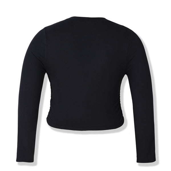 Elengatine Women Causal Long-Sleeved High Collar Tee Black